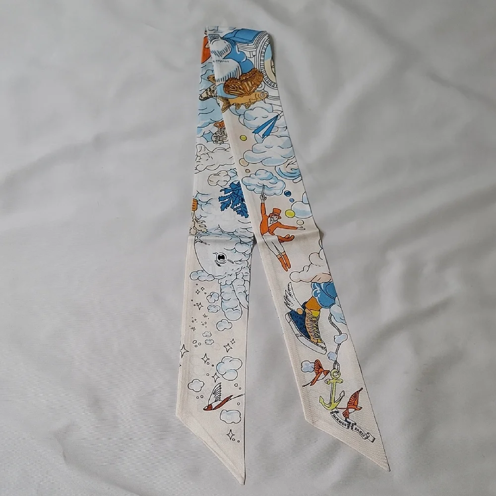 Hermes 'Sur Mon Nuage' Women's Silk Twilly Scarf